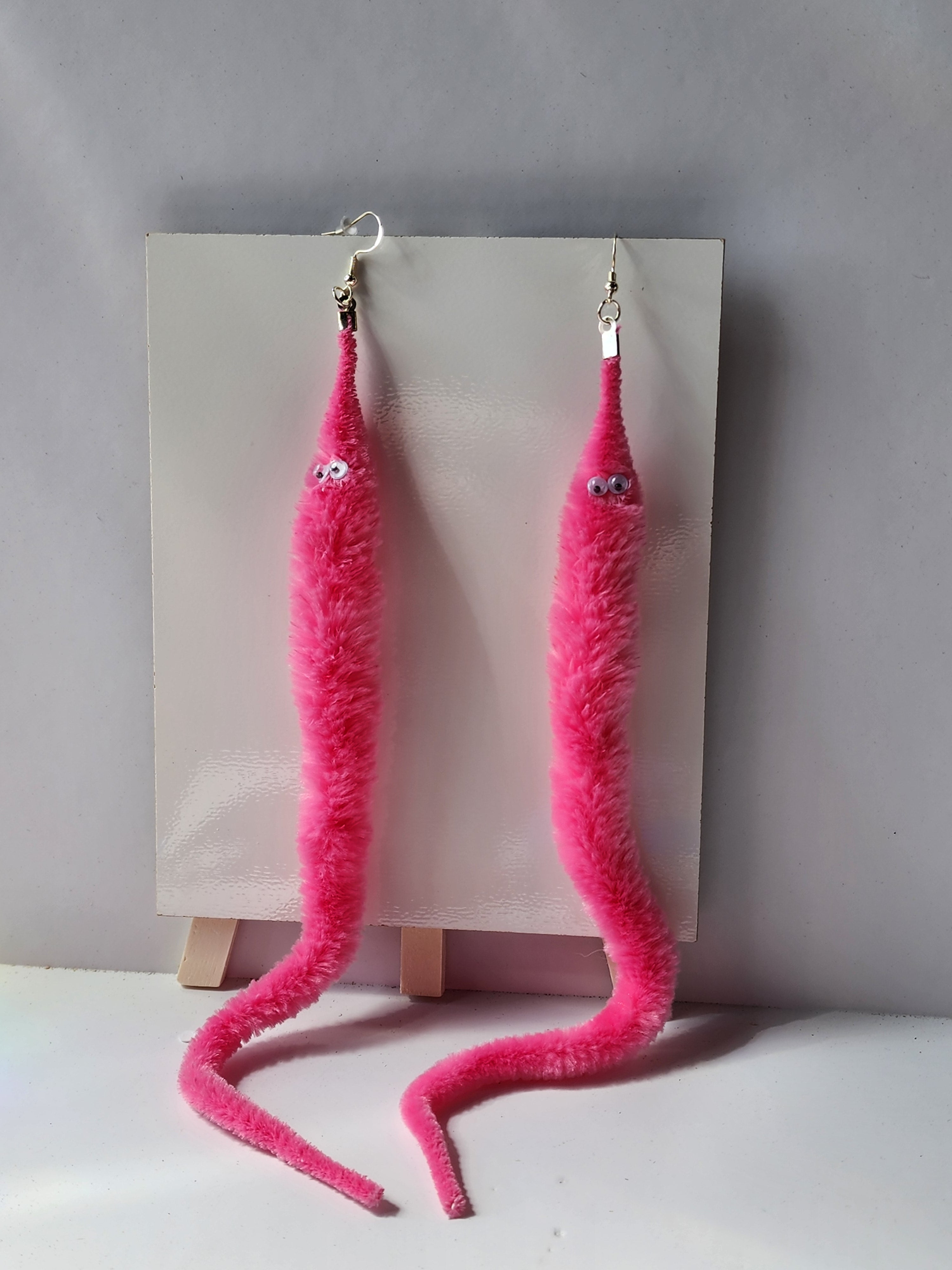 Fuzzy Worm Earrings
