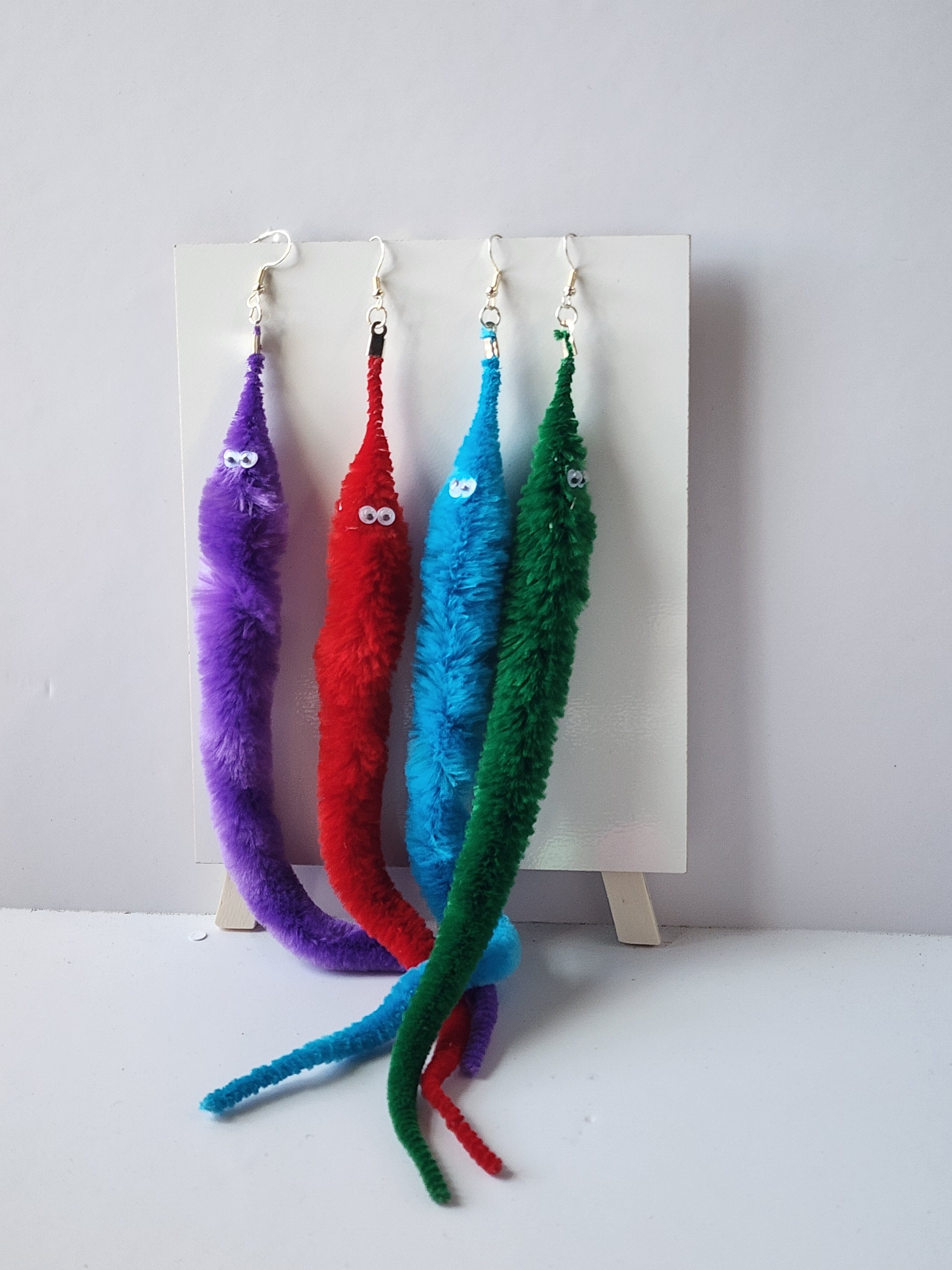 Fuzzy Worm Earrings